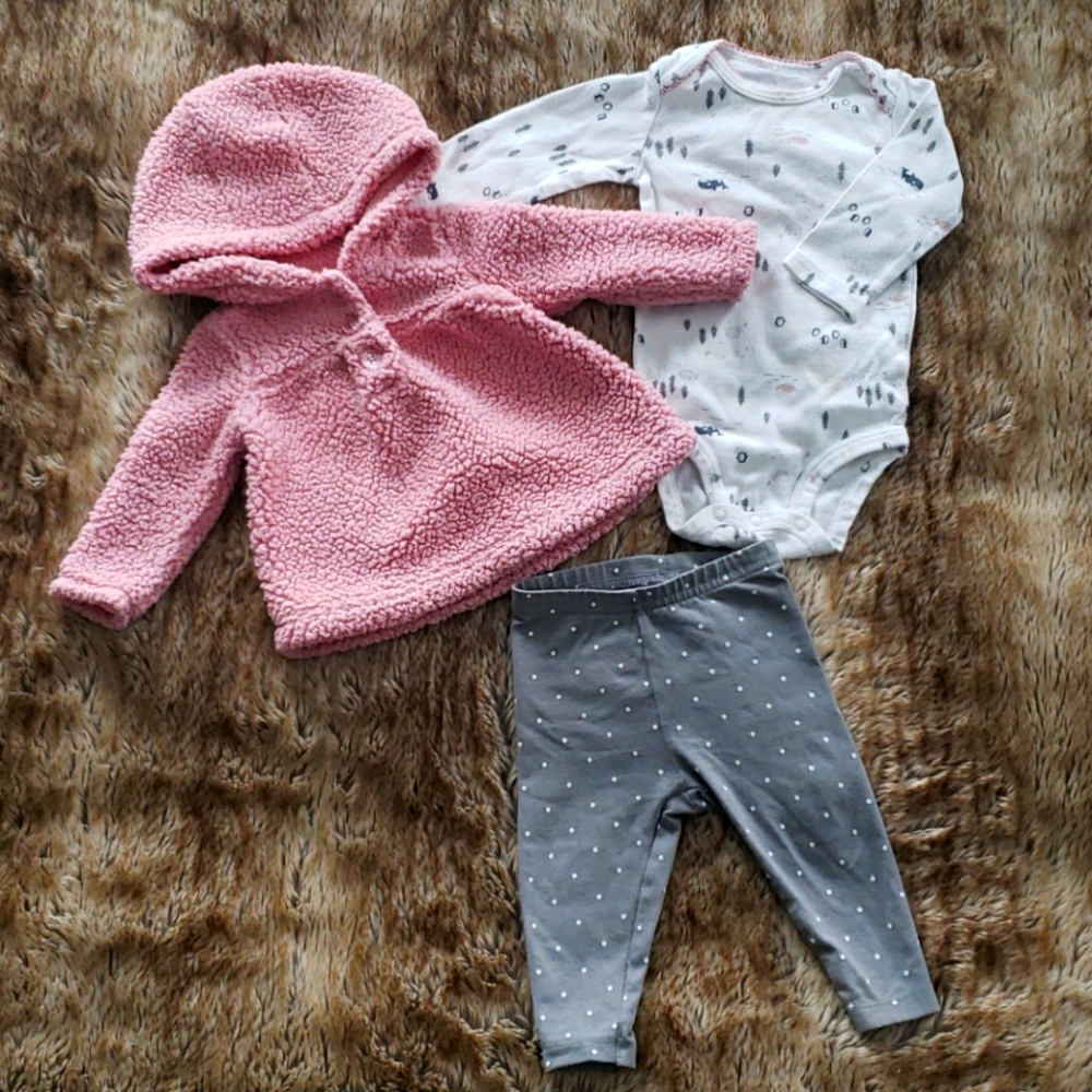 Pink Sherpa Polka Dot Mountain Winter Outfit